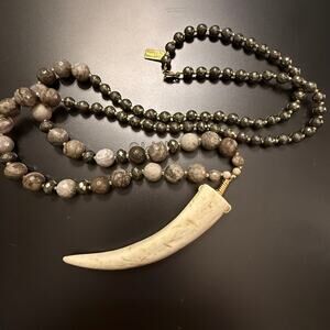 Tess & Tricia 14K Gold Filled Long Horn Beaded Necklace